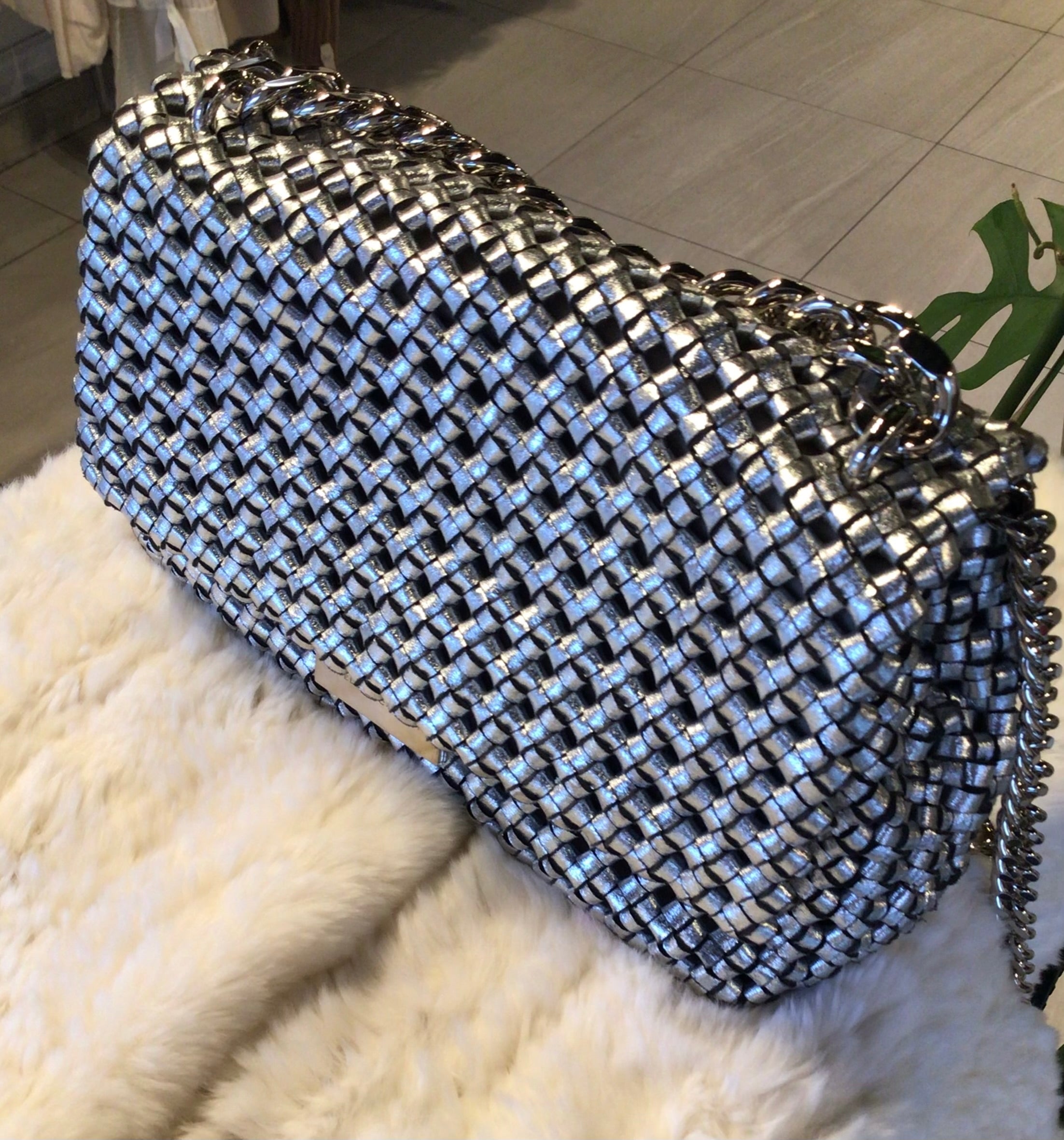 Stella Silver Leather Handbag