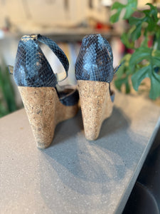 Jimmy Choo Blue Metallic Wedges
