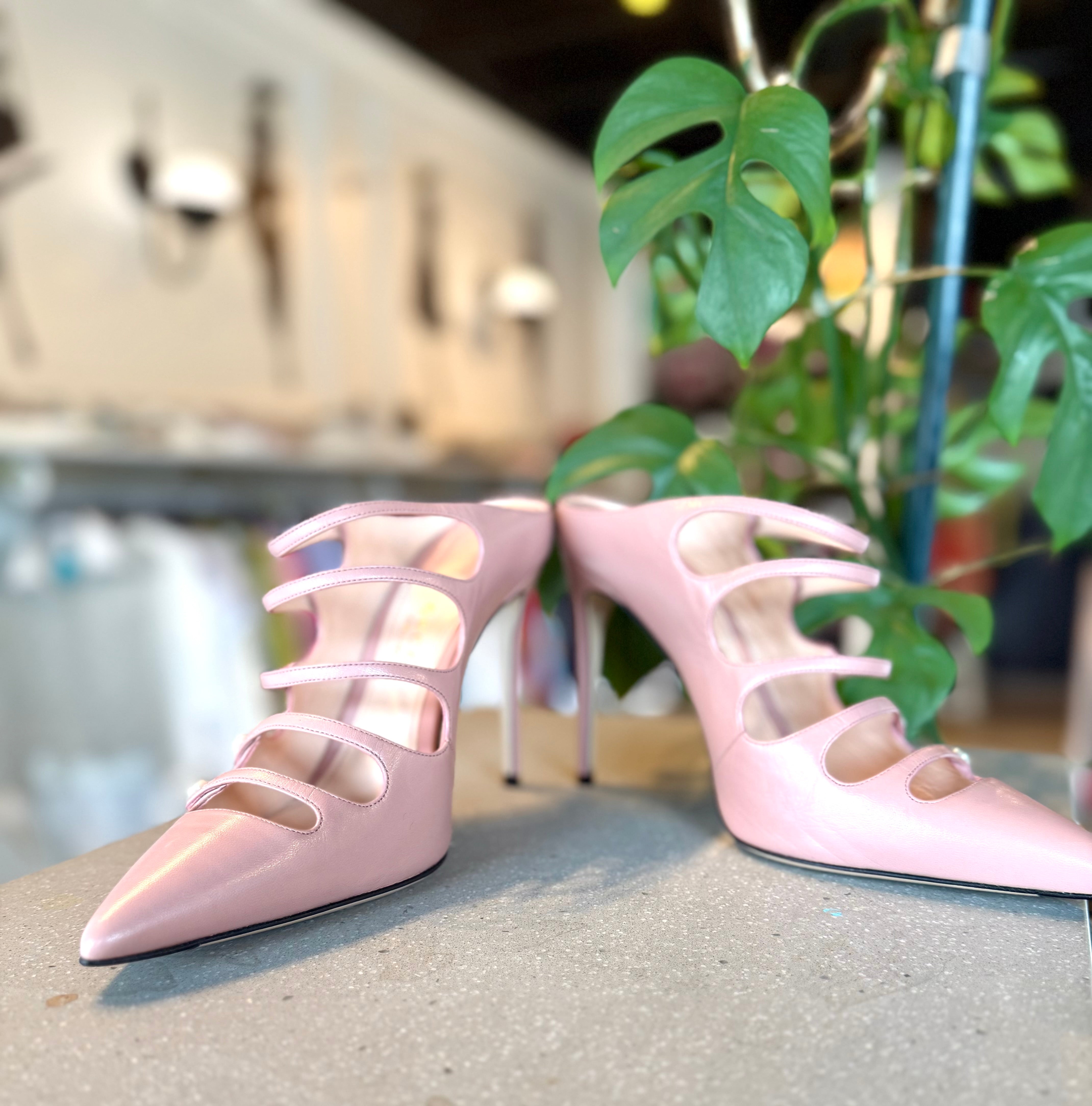 Gucci Pink Leather Mules