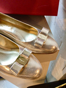 Salvatore Ferragamo Gold Calf Leather Shoes