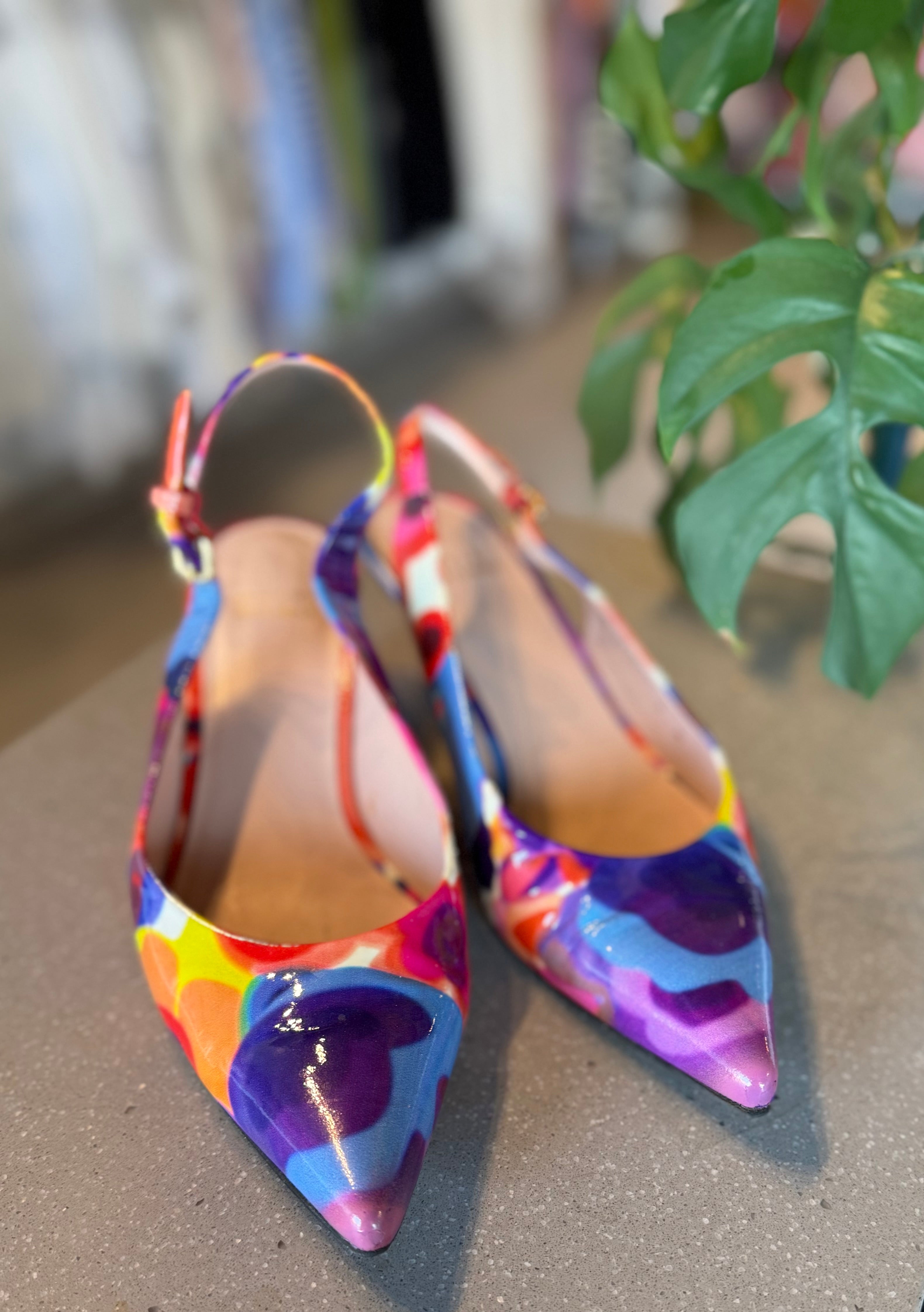 Stuart Weitzman Floral Slingbacks
