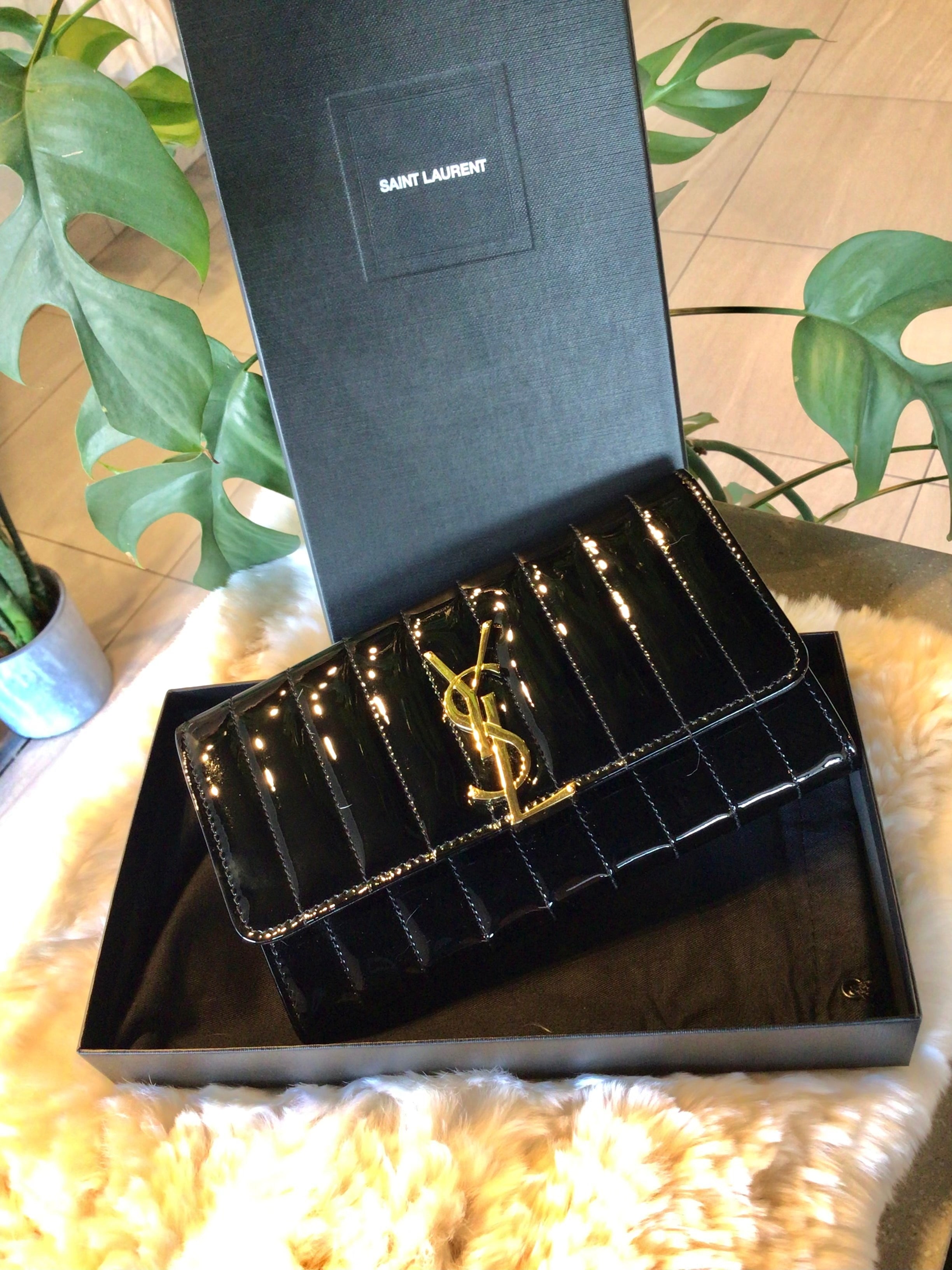 YSL Black Patent Leather Wallet