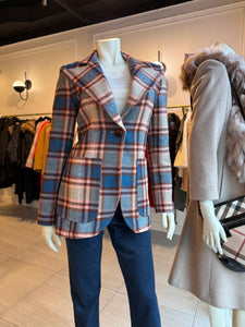 Smythe Blue and Pink Plaid Jacket