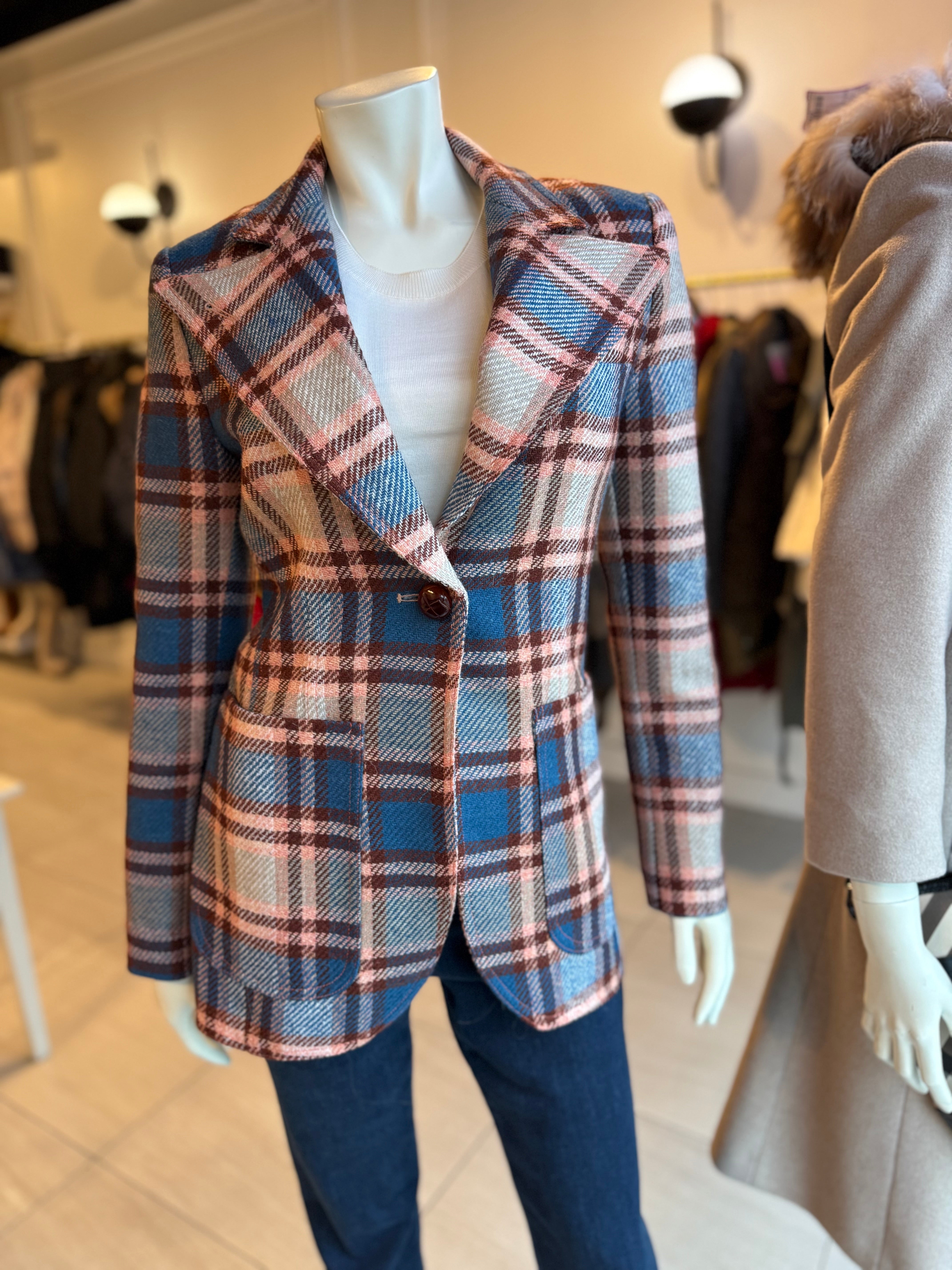 Smythe Blue and Pink Plaid Jacket