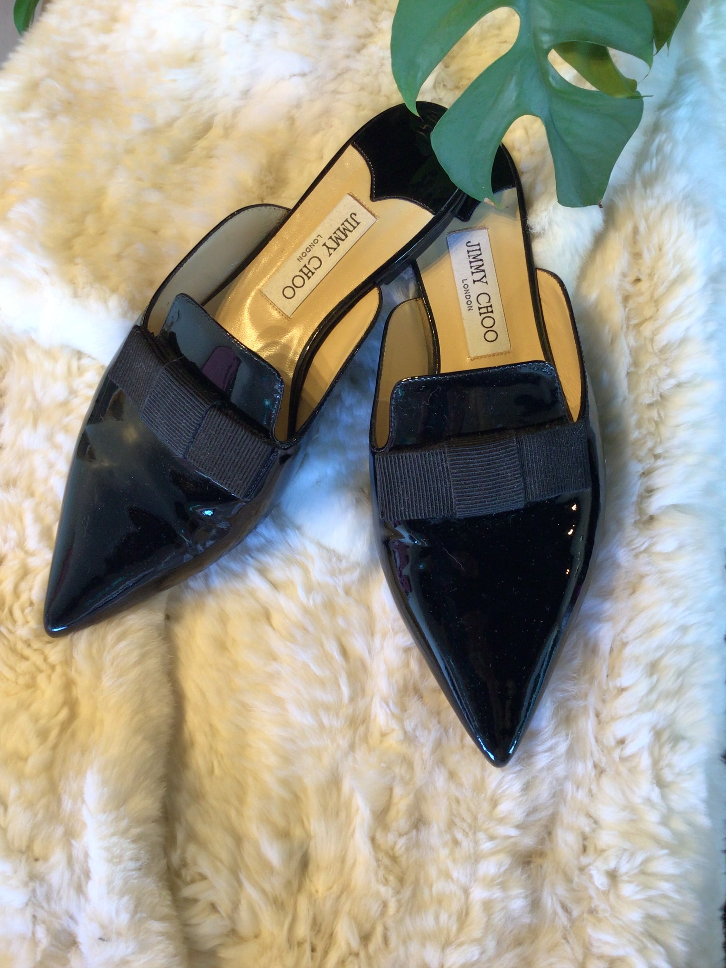 Jimmy Choo Black Patent Slip-ons