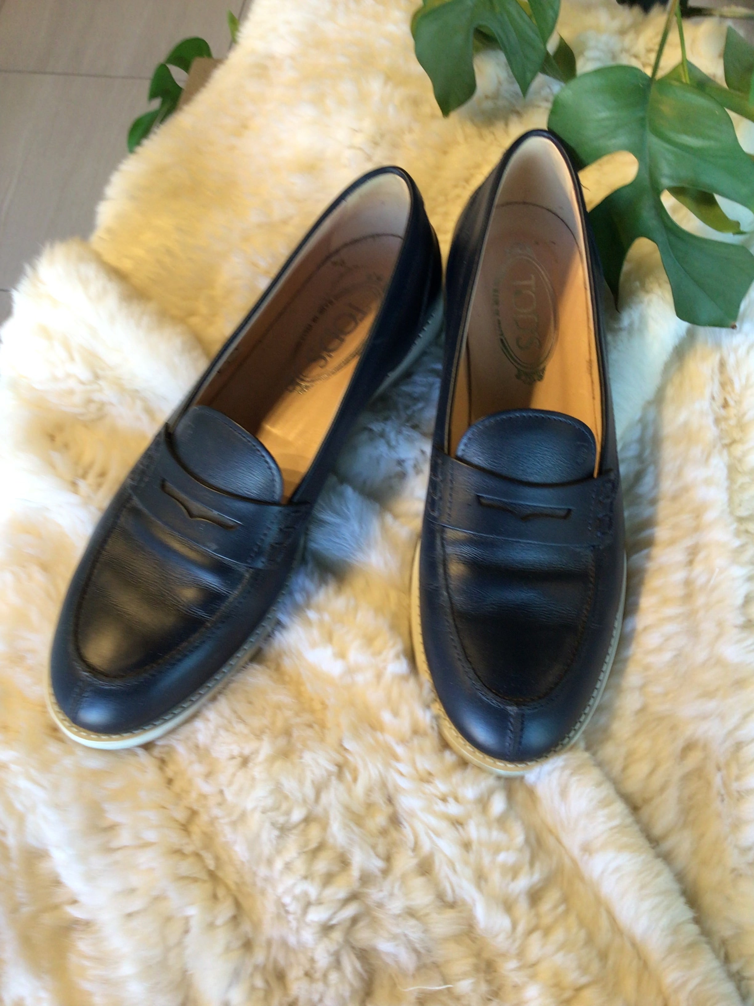 Tod’s Navy Leather Loafers