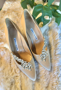 Manolo Blahnik Beige Sateen Heels