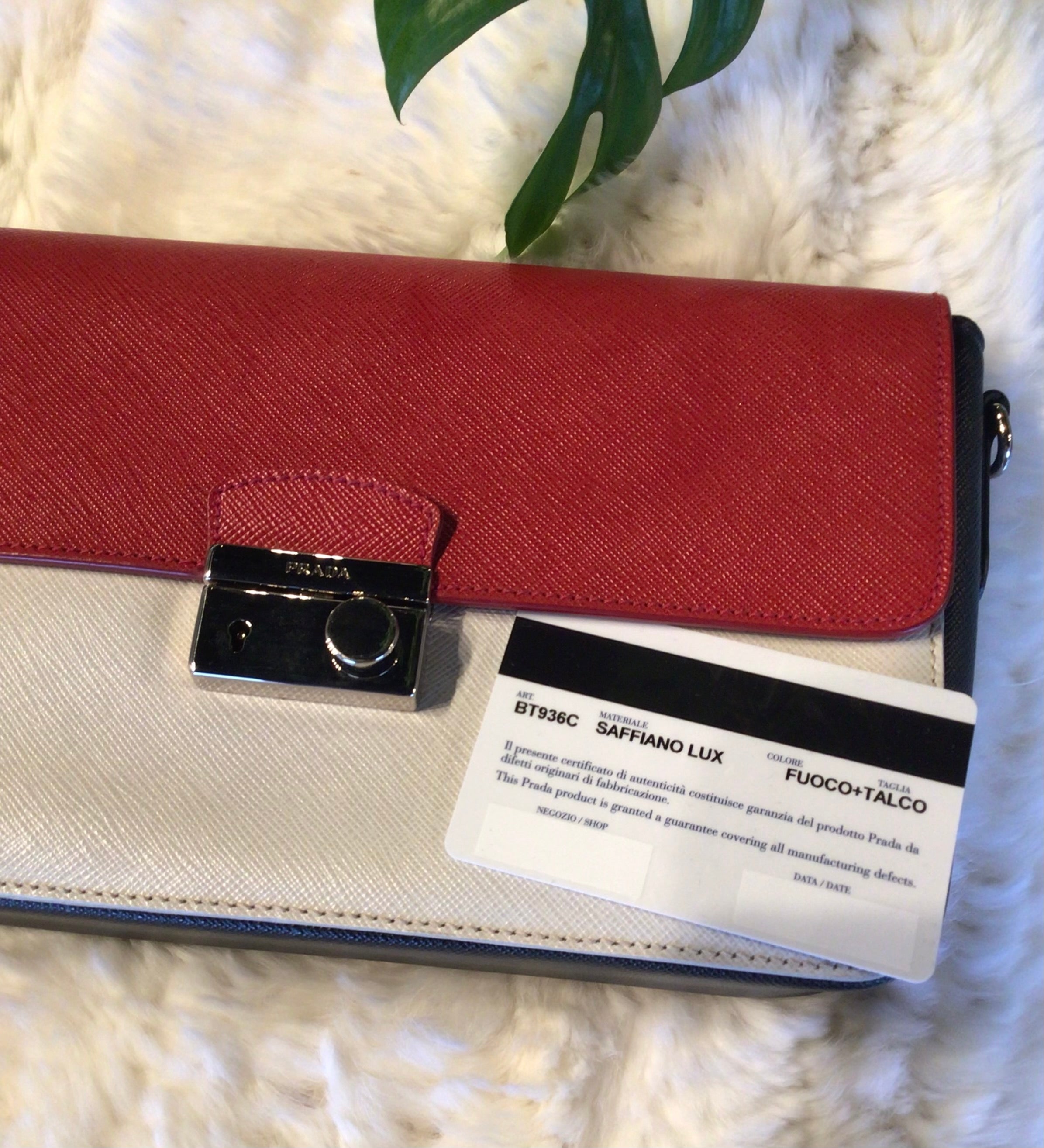 Prada Red & Cream Leather Purse
