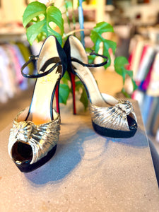 Christian Louboutin Marchavekel Gold & Black Platform Heels