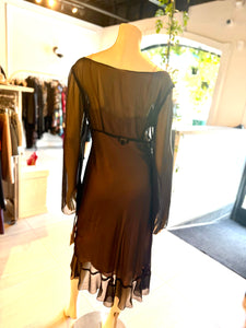 Mica Sheer Black Dress with Pink Slip (NWT)